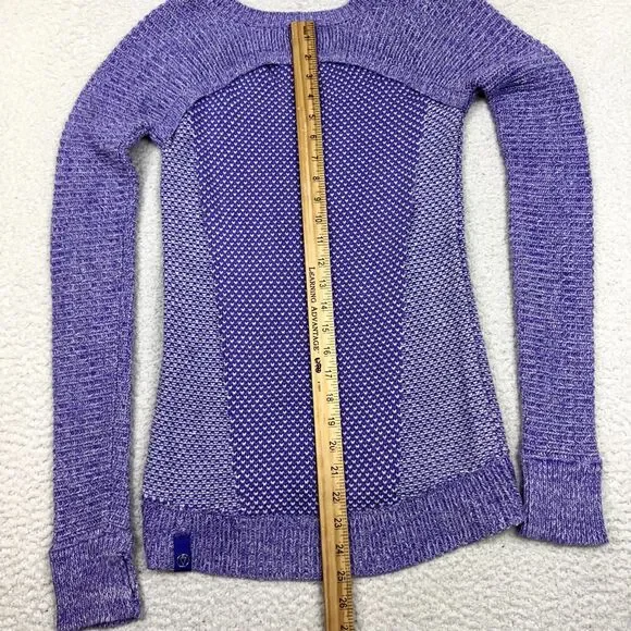Ivivva Busy to‎ be Cozy V-Neck Pullover Sweater Girl's 12 Purple Knit Slim Fit - Picture 7 of 9